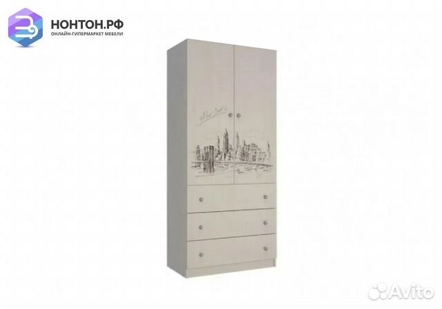 Шкаф 2-створчатый Мийа-3А ясень шимо светлый / фот