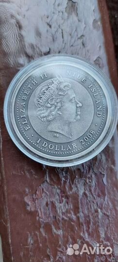 Монета 1 доллар Острова Ниуэ 2008 г. Год быка