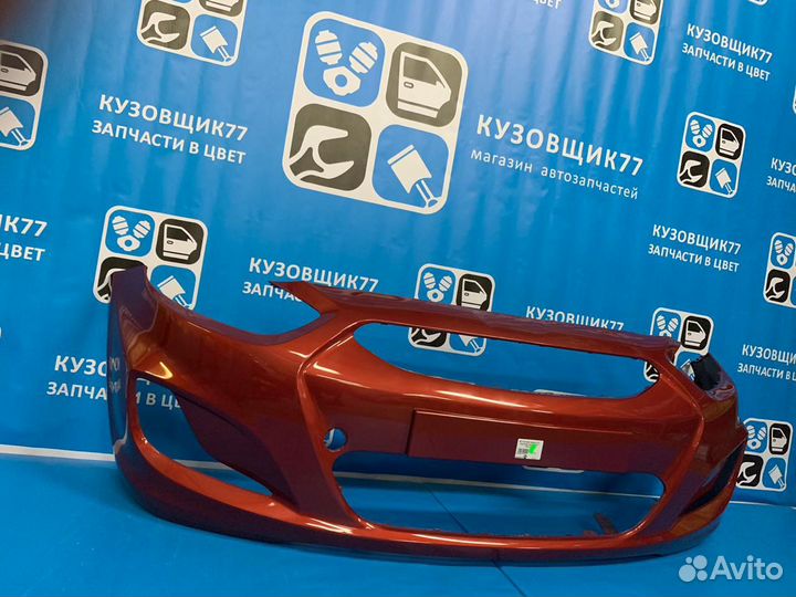 Передний бампер на Хендай Солярис Красный