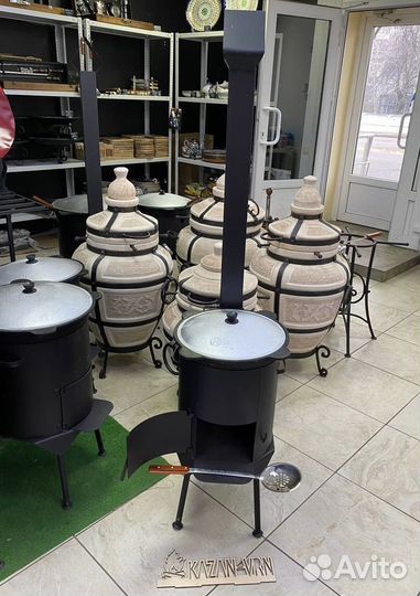 Казан чугунный и печка