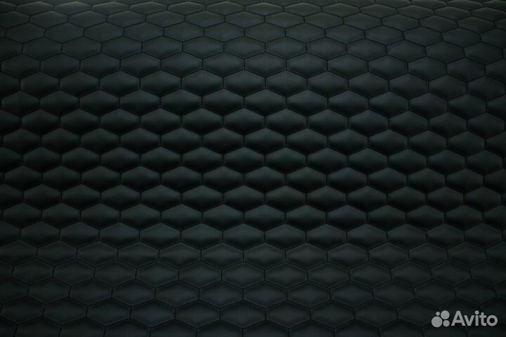 Стеганая экокожа черная с черным соты