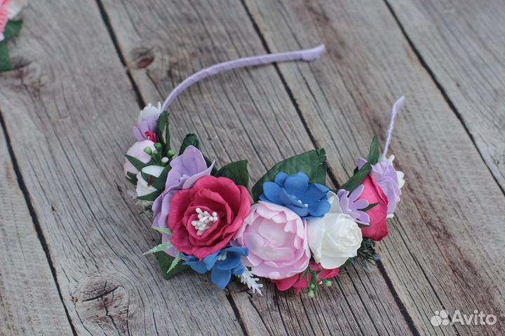 Ободок с цветами ручной работы