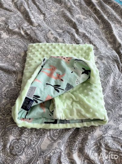 Плед детский плюшевый+ хлопок для новорожденных