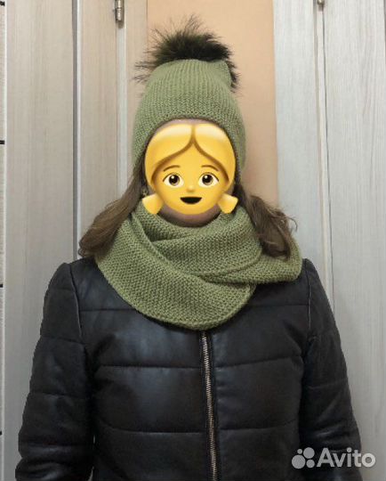 Новый Комплект шапка и снуд