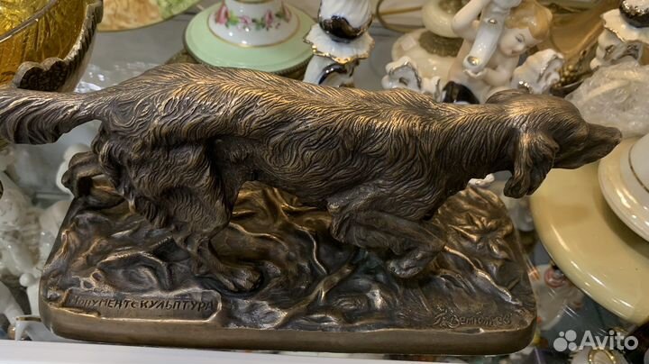 Бронзовая скульптура Сеттер, охотничья собака