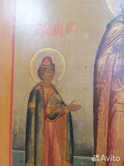 Старинная икона Ярославский святые 19 век
