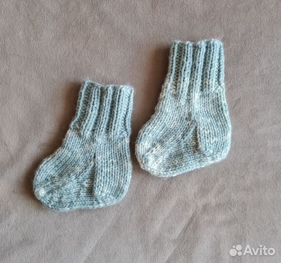 Вязаные носки детские 0-6, 9-12 мес