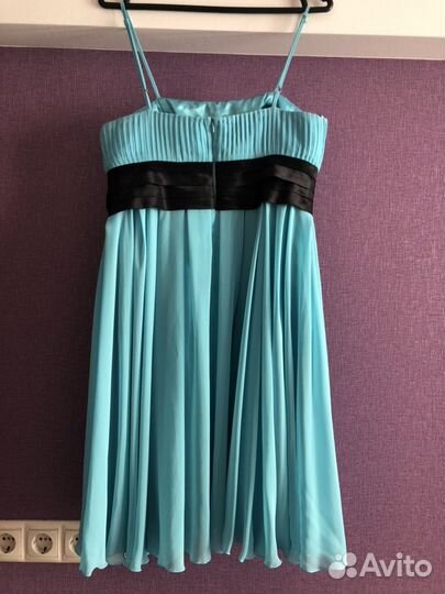 Платье, размер 42-44, нежно-голубое шифоновое плат