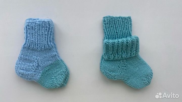 Носки детские вязаные ручной работы, шерсть, 9-10