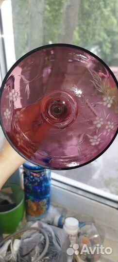 Ваза для фруктов цветное стекло СССР