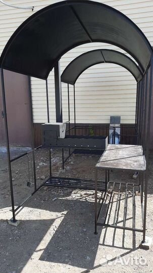 Мангал под навесом с печкой