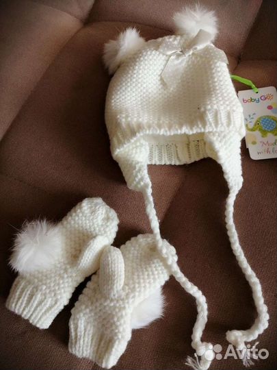 Комплект шапка и варежки