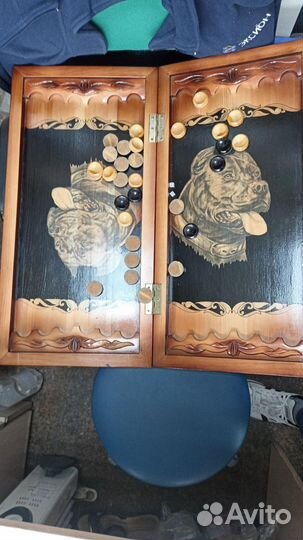 Нарды резные с бульдогом