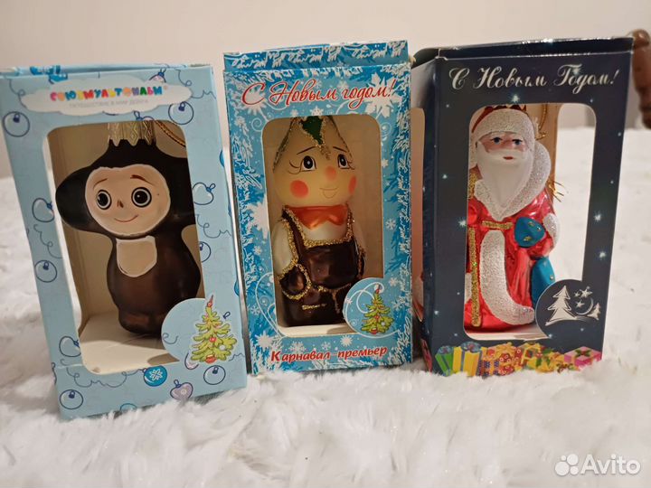 Чебурашка и друзья стеклян елочн игрушка в кор