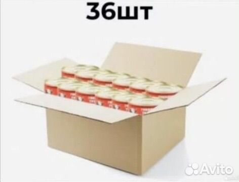 Коробка с 36 жестяными банками