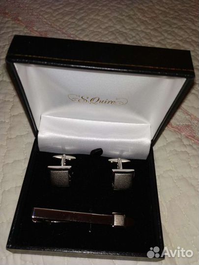 Запонки и зажим для галстука комплект набор