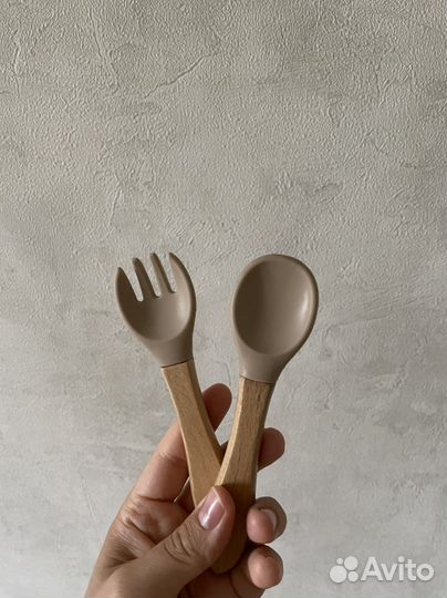 Детские силиконовые ложка и вилка