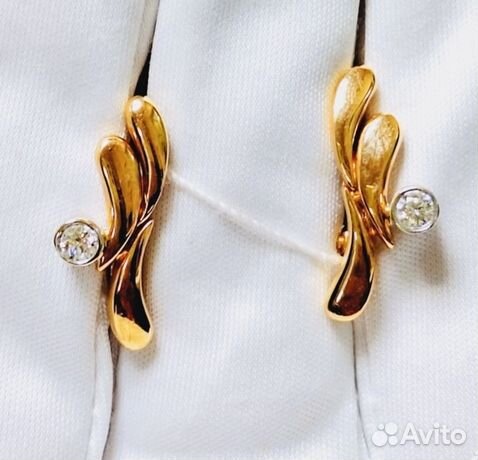 Серьги с природным камнем Золото