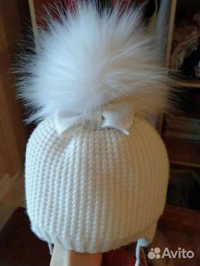Шапка для девочки зима 44-46см