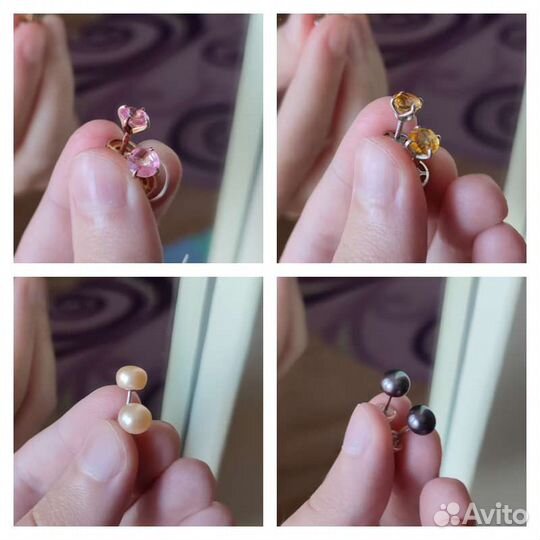 Серьги с камнями, серебро