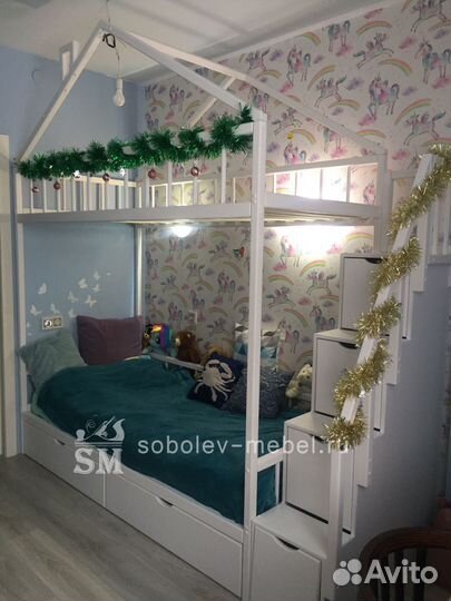 Кровать двухъярусный домик. Производство Уфа