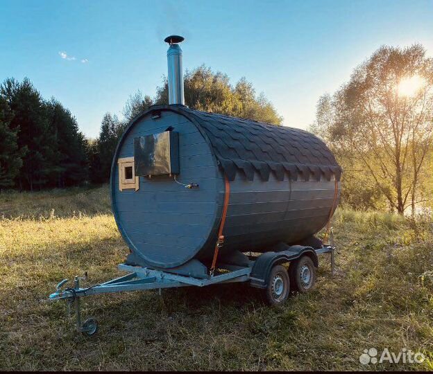 Аренда бани бочки, на прицепе. Баня на прицепе