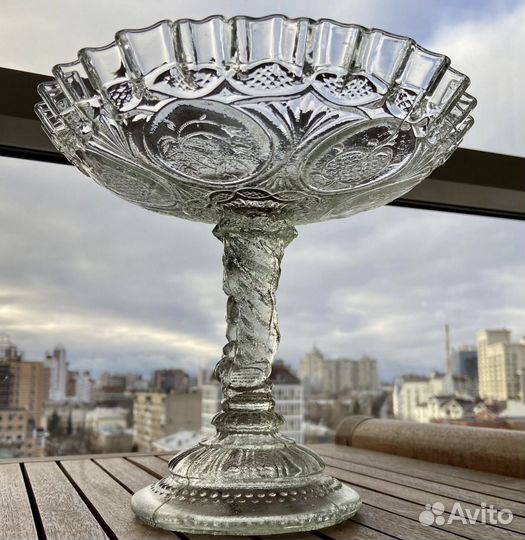 Ваза стекло антик Завод Братьев Болотиных кон 19в