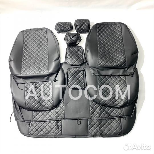 Чехлы на сидения лада Гранта (кожа черная нить)