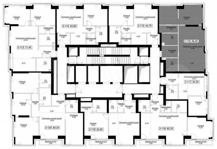 1-к. квартира, 66,8 м², 16/41 эт.