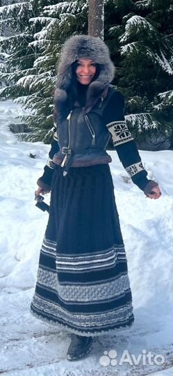 Юбка длинная теплая. Ручная вязка