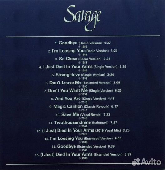 SavageGoodbye: The Singles 1988-20192024 (CD)