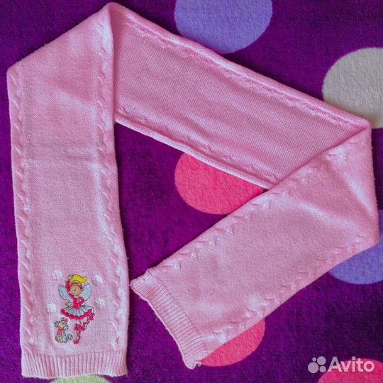 Шарф детский: ярко розовый и розовый с балериной
