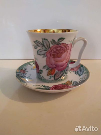 Бокал с блюдцем фарфор лфз