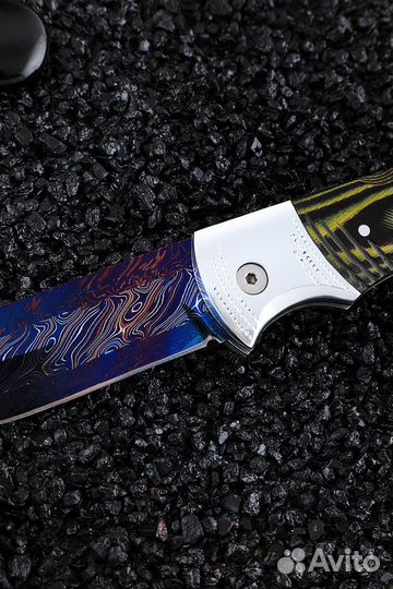 Нож складной Филин дамаск торцевой с воронением на