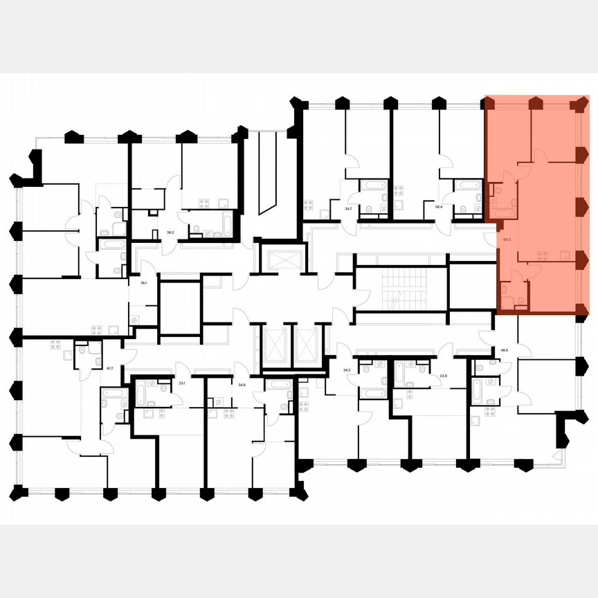 3-к. квартира, 60,3 м², 21/25 эт.
