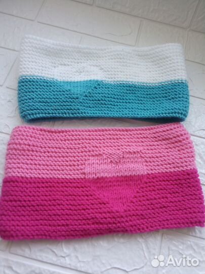 Шарф хомут снуд, сердечко, новый, двухцветный