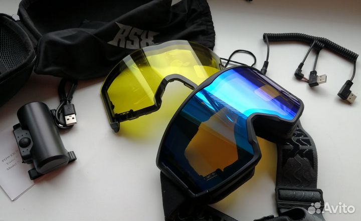 Очки с подогревом для снегохода и лыж