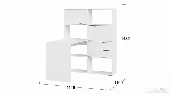 Стол - стеллаж угловой Т7, белый