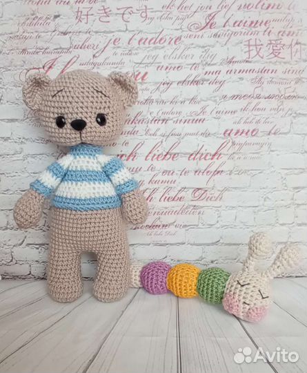 Вязаные игрушки ручной работы. Медвежонок