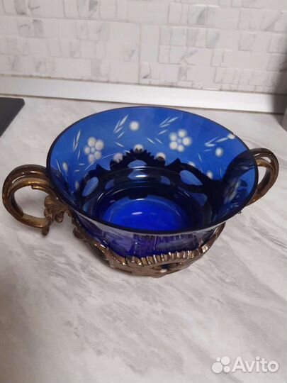 Стариная ваза цветное стекло