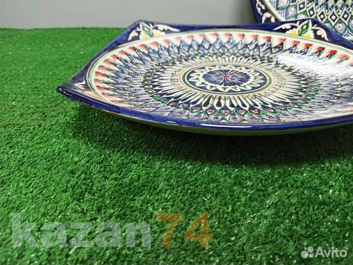 Блюдо квадратное узбекское Синий Риштан