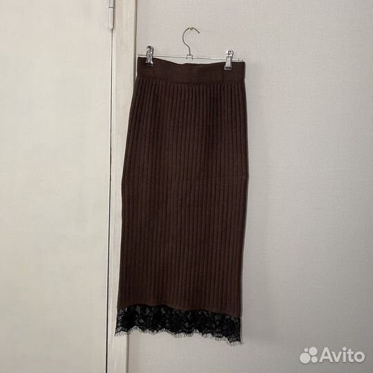 Юбка лапша миди с ажурным кружевом