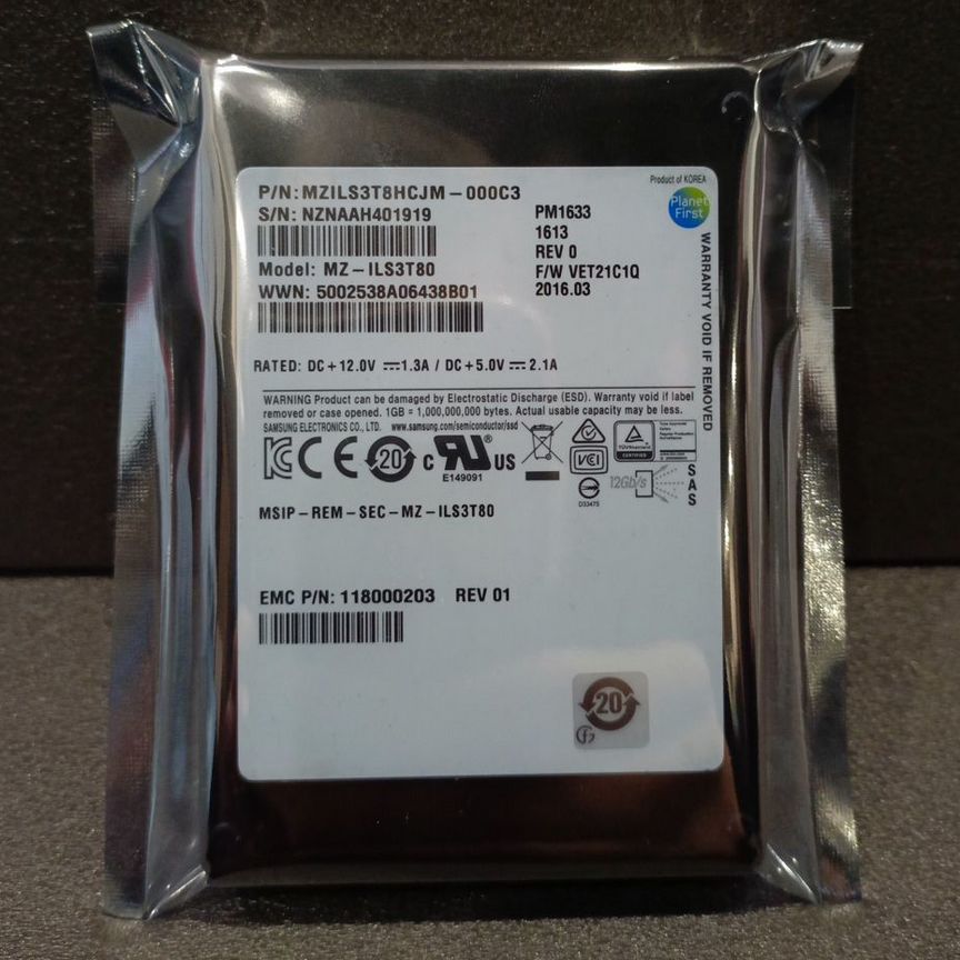 [MZILS3T8HCJM] Samsung Pm1633 3.84tb Sas Ssd 12g Mzils3t8hcjm