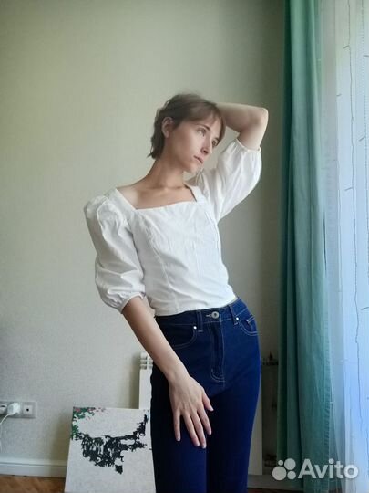 Топ блуза женский белый хлопок