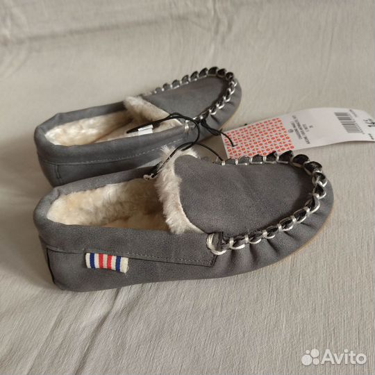 Мокасины тапочки детские на меху Франция р. 25 нов