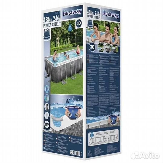 Каркасный бассейн серый ротанг 488*244*122