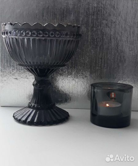Ваза и подсвечник финское стекло винтаж. Finland