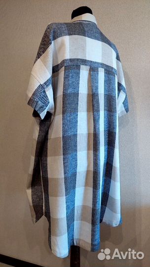 Платье-рубашка. Лён. XXL