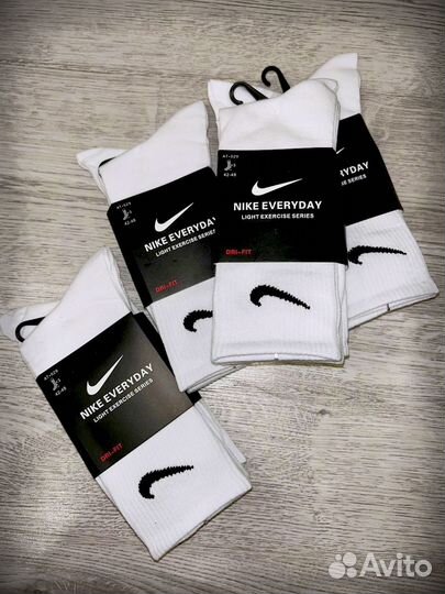 Носки nike everyday белые высокие 12 пар