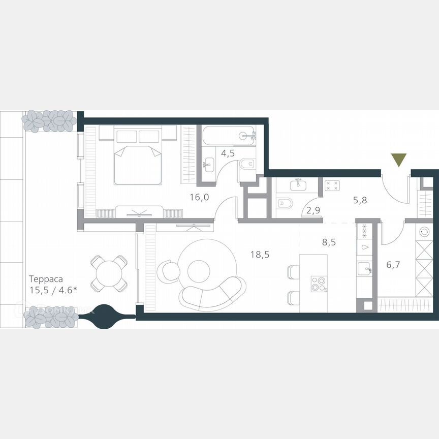 1-к. квартира, 67,5 м², 3/19 эт.